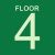 Sign, FLOOR 4, Stairwell Identifier, Photoluminescent